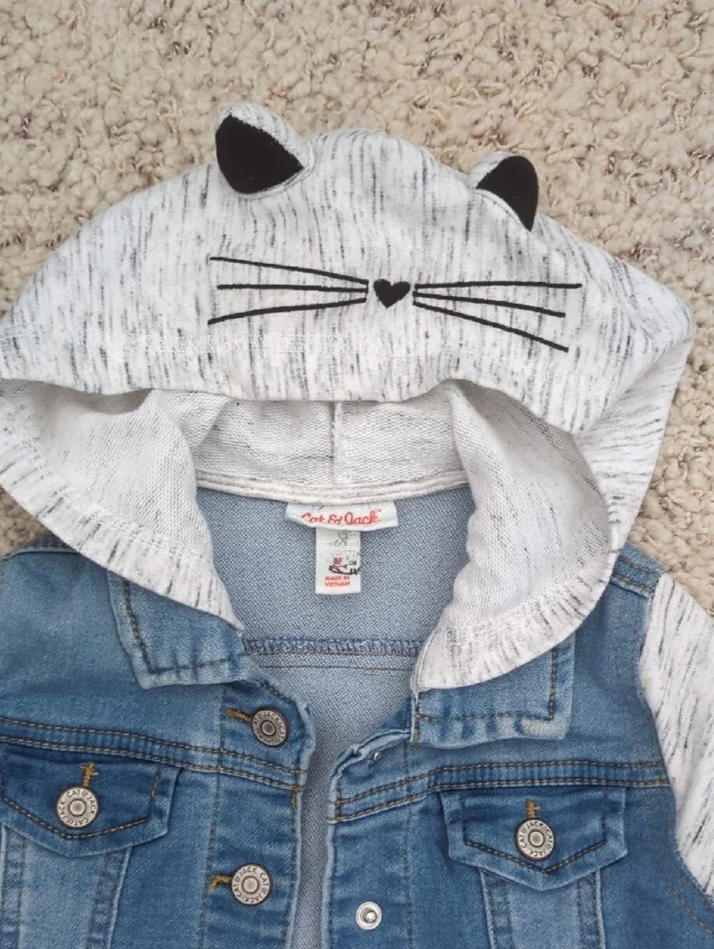 Cat & Jack Blue Denim Jacket with Heather Gray Hood